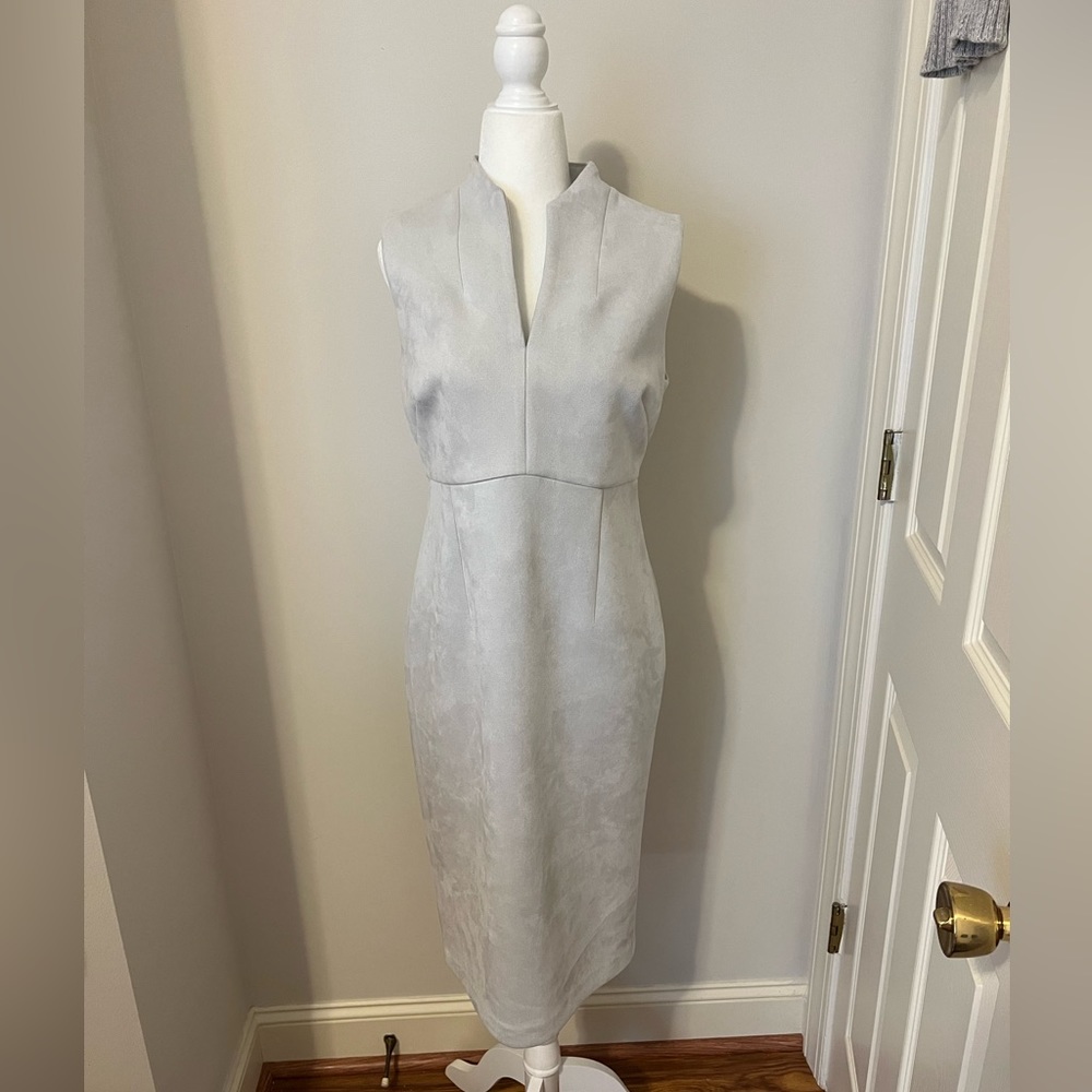 Calvin Klein Dress, Light Grey, Faux Suede